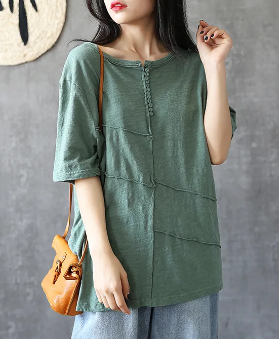 O Neck Summer Women Casual Blouse Cotton Linen Shirts  Women Tops DZA2005242