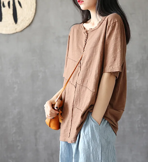 O Neck Summer Women Casual Blouse Cotton Linen Shirts  Women Tops DZA2005242