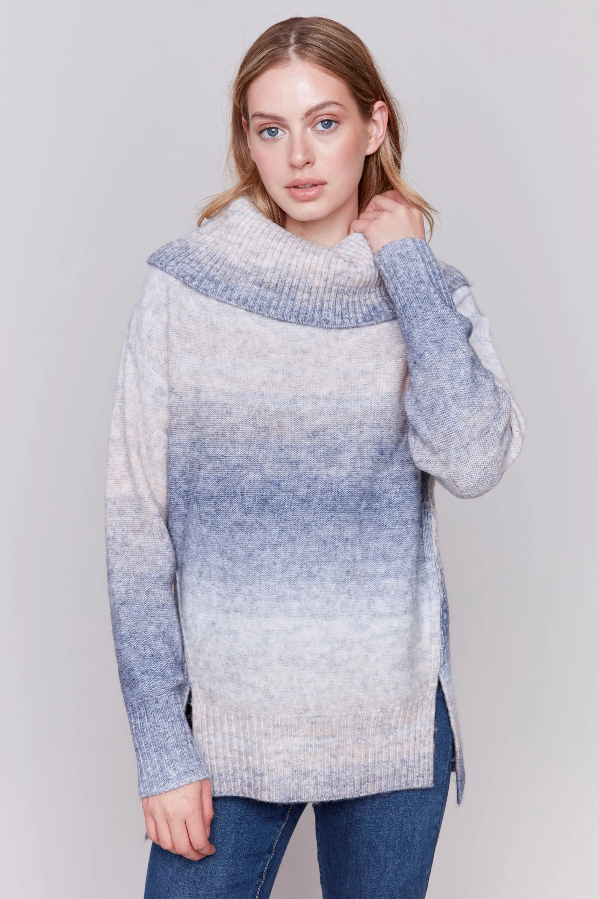 OMBRE SPACEDYE COWL TUNIC