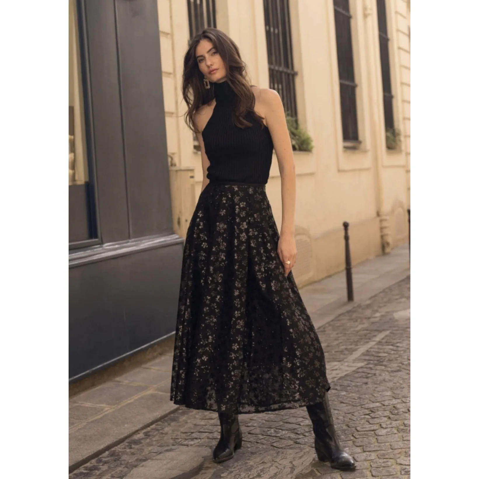 On Trend Long Skirt With Sequins