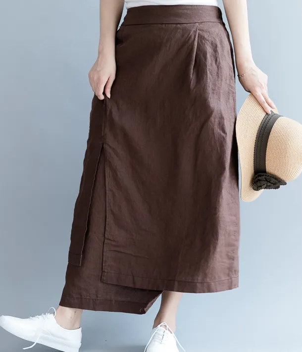 Overlay style Linen Women's Skirts QZ200531