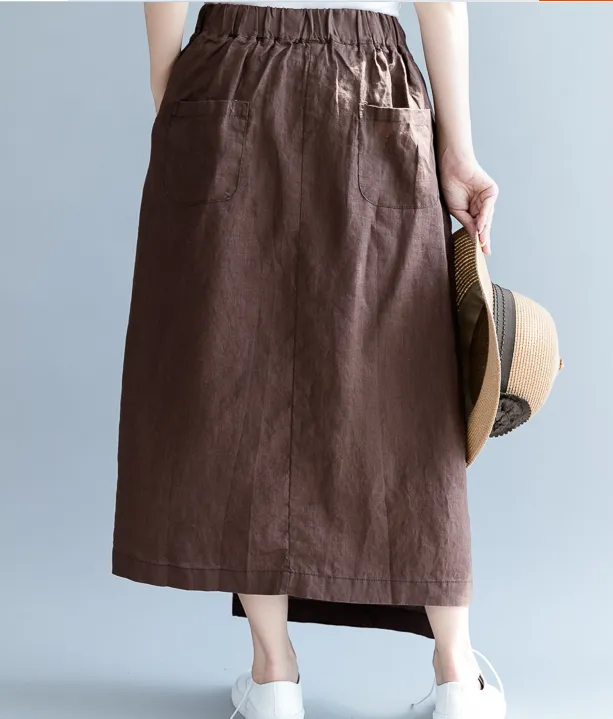 Overlay style Linen Women's Skirts QZ200531