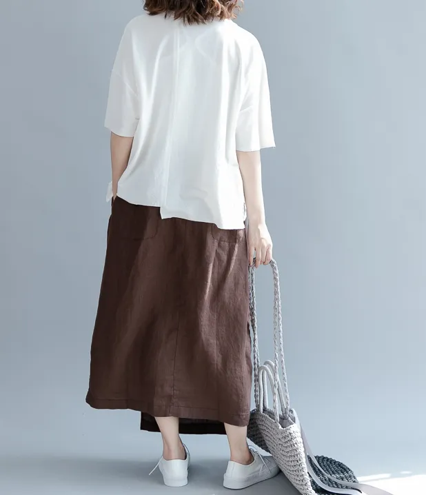 Overlay style Linen Women's Skirts QZ200531