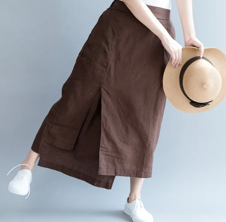 Overlay style Linen Women's Skirts QZ200531