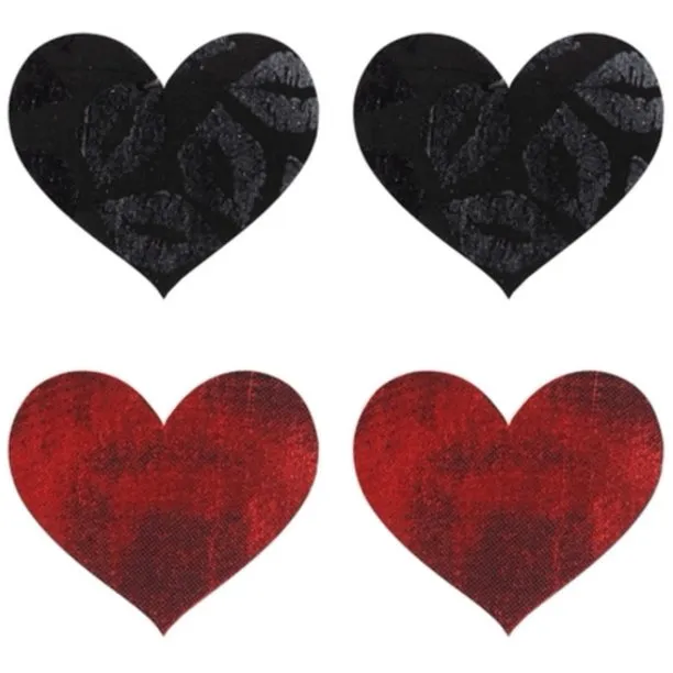 Peekaboos Pasties - Stolen Kisses Hearts (Red & Black)