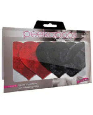 Peekaboos Pasties - Stolen Kisses Hearts (Red & Black)