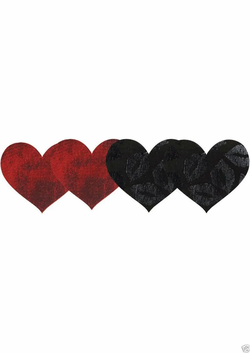 Peekaboos Pasties - Stolen Kisses Hearts (Red & Black)