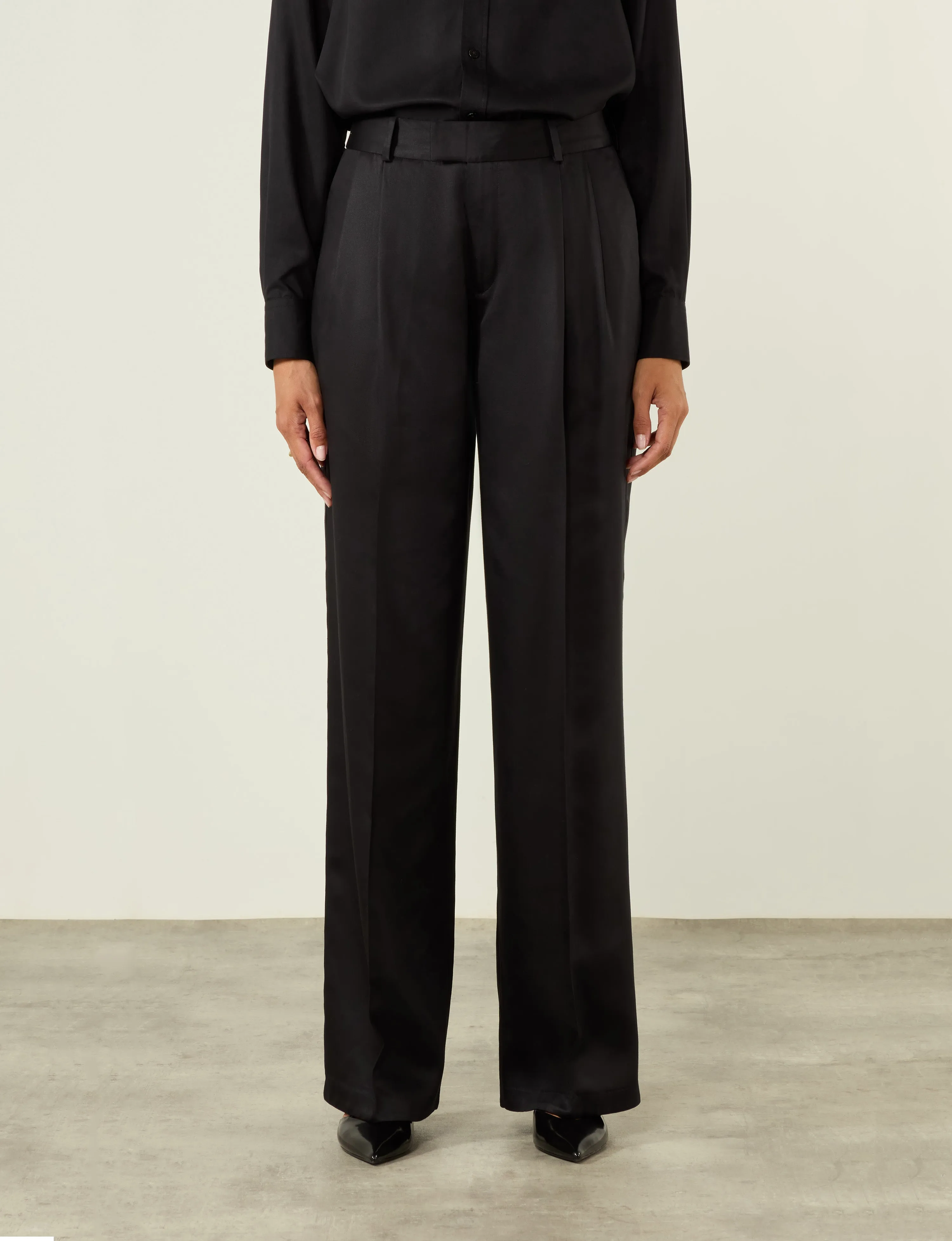 Rampling Trouser: Tencel Satin, Black