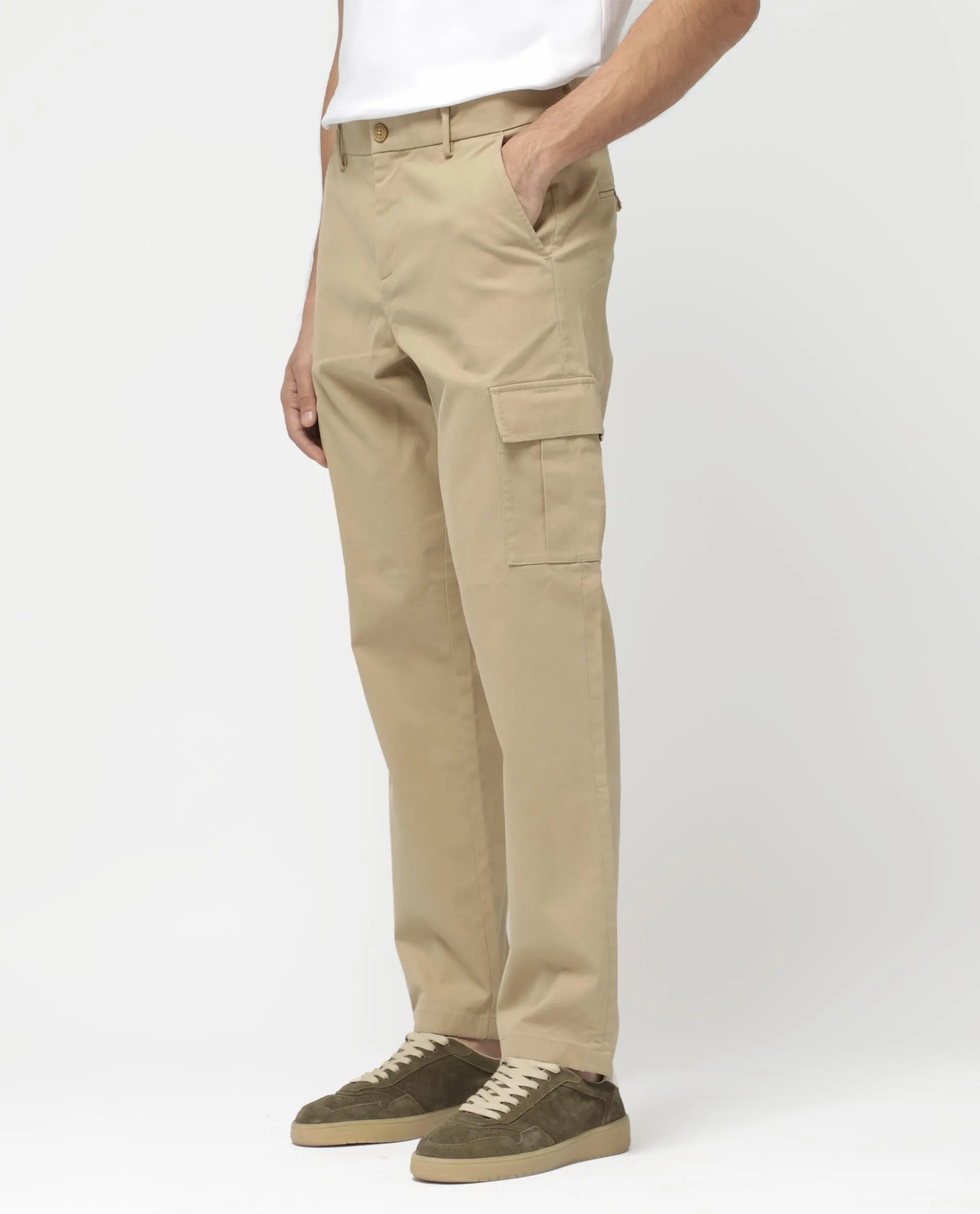 Rare Rabbit Mens Apex Beige Cotton Linen Solid Cargo Style Regular Fit Trouser