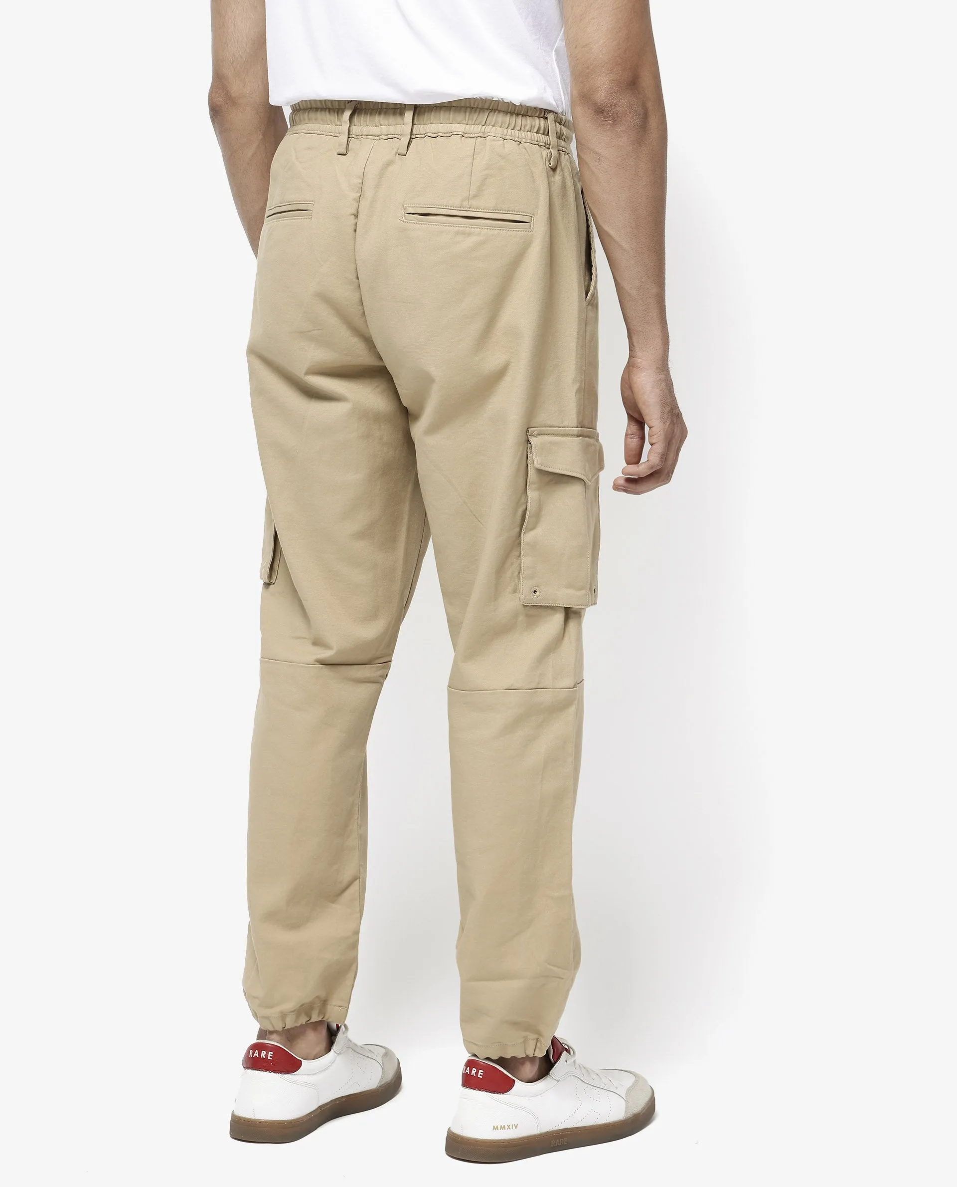 Rare Rabbit Men's Maks Khaki Drawstring Closure Mid-Rise Relaxed Fit Solid Trouser