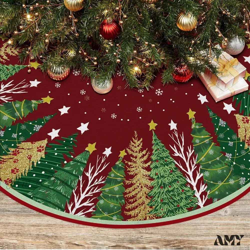 Red Leaves Pencil Tree Skirt - 48 Inches