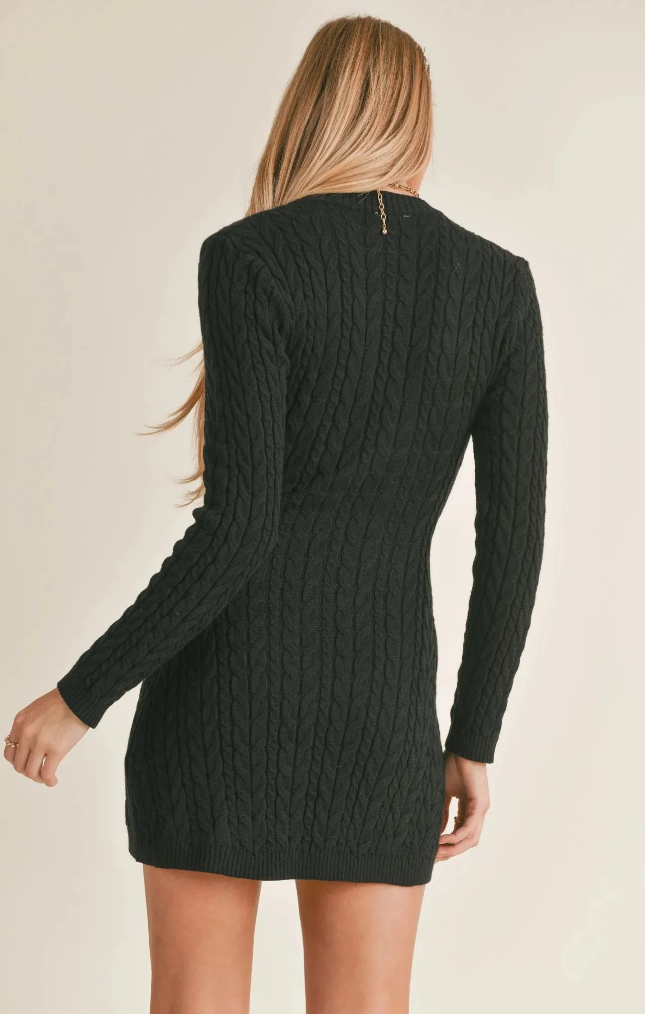 Sage the Label Briana Cable Sweater Mini Dress