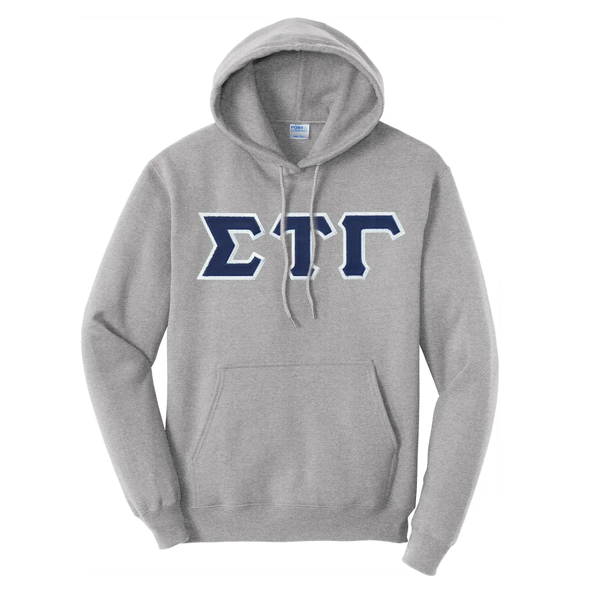 Sig Tau Heather Gray Hoodie With Sewn On Letters