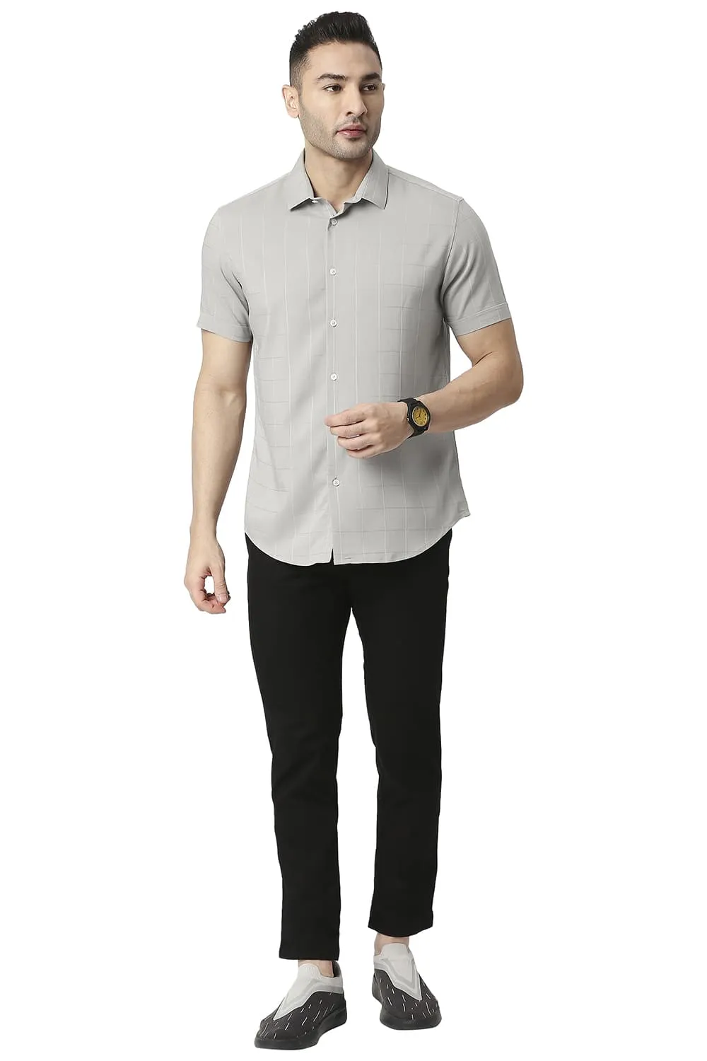 Slim Fit Tencel Poly Stretch Halfsleeves Shirt