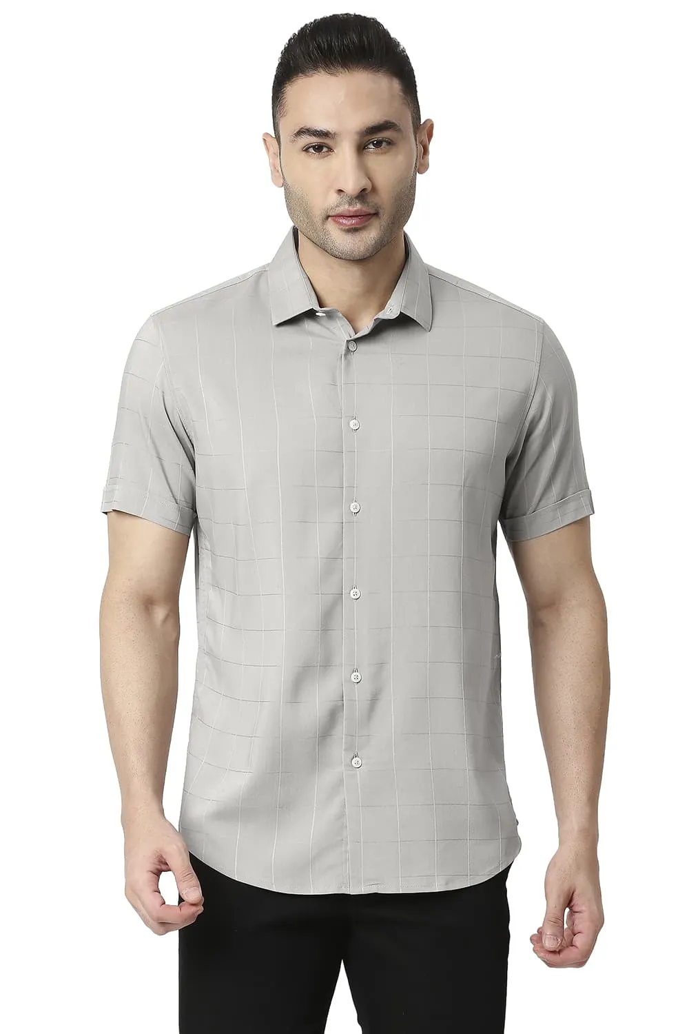 Slim Fit Tencel Poly Stretch Halfsleeves Shirt