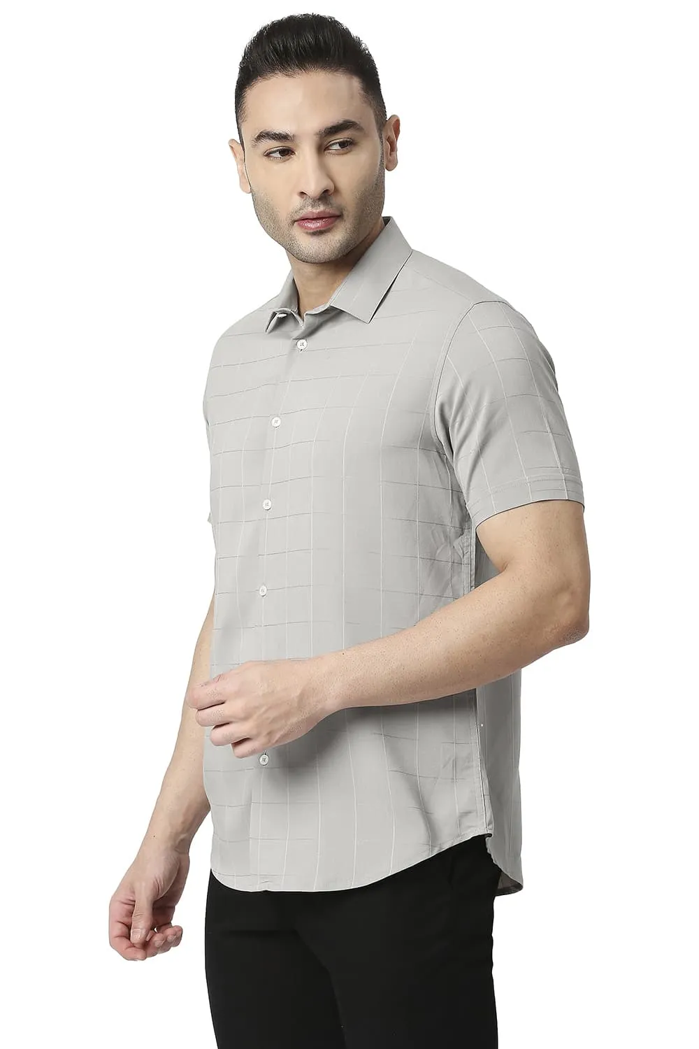 Slim Fit Tencel Poly Stretch Halfsleeves Shirt