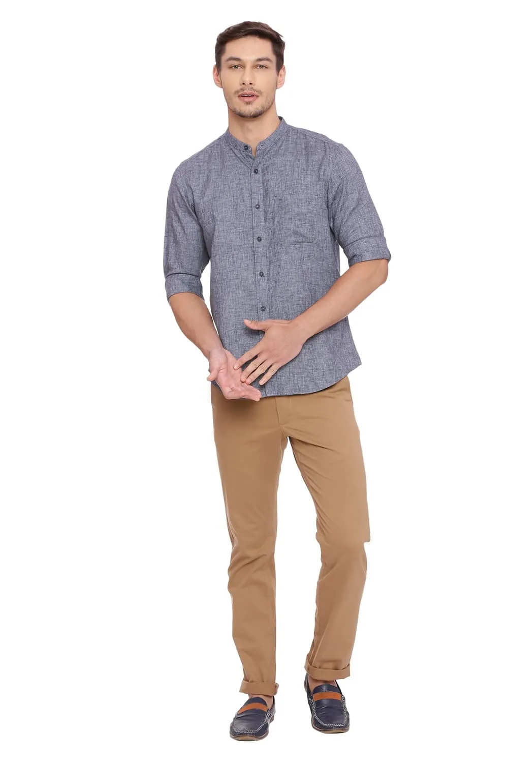 Slim Fit Twill Melange Shirt