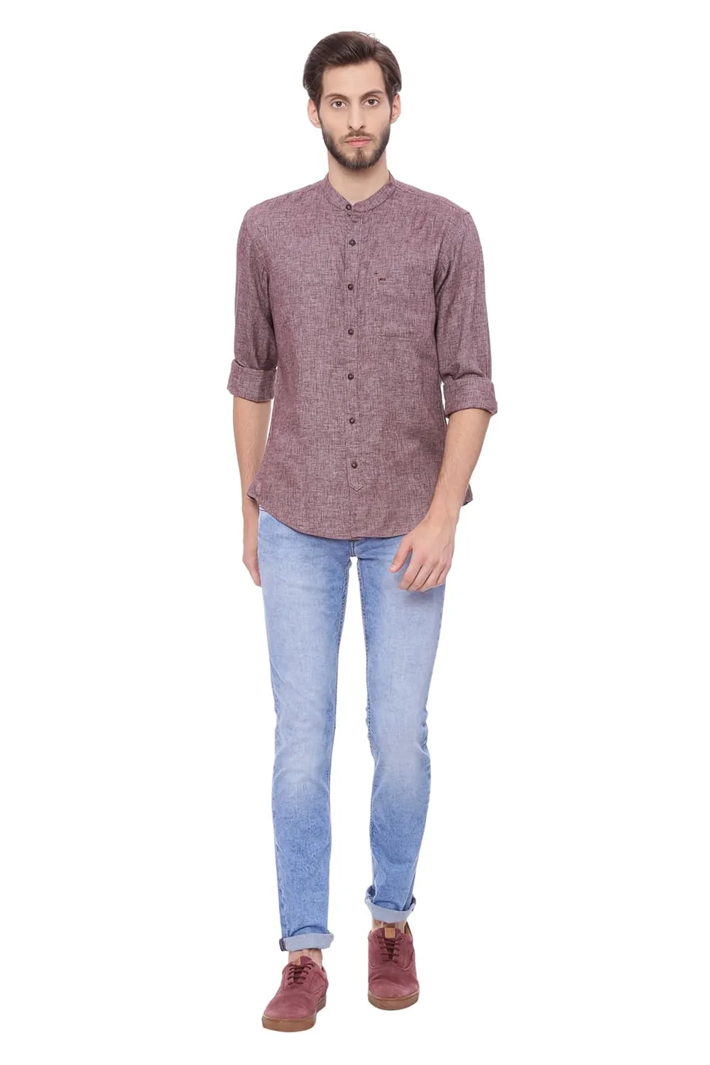 Slim Fit Twill Melange Shirt