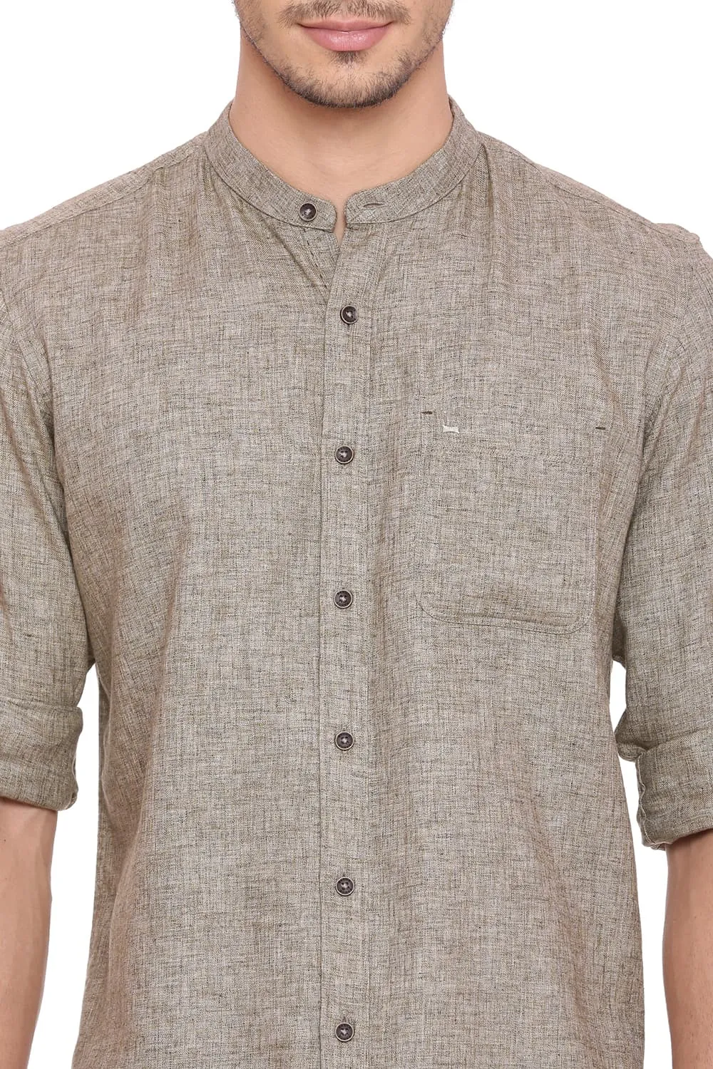 Slim Fit Twill Melange Shirt