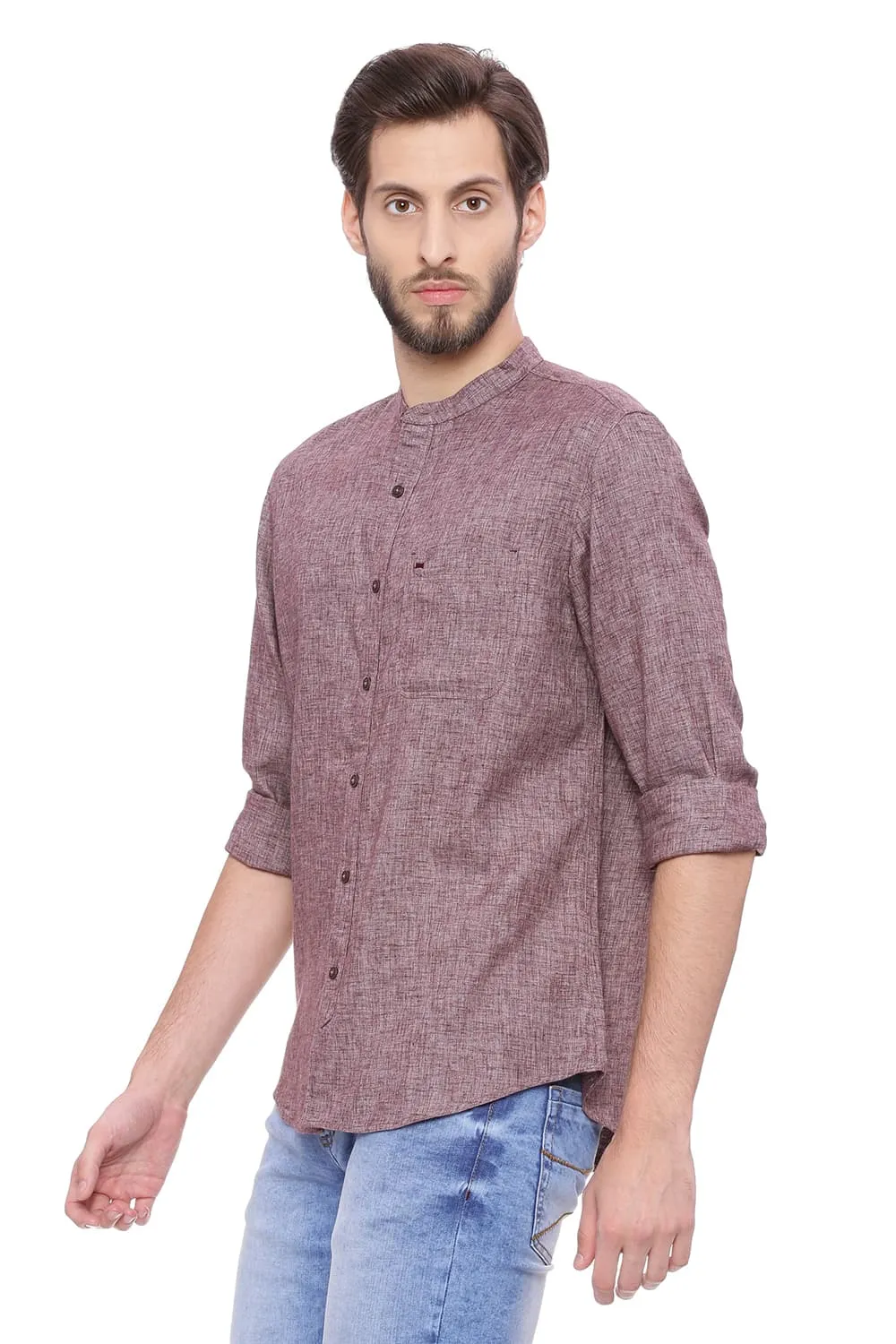 Slim Fit Twill Melange Shirt