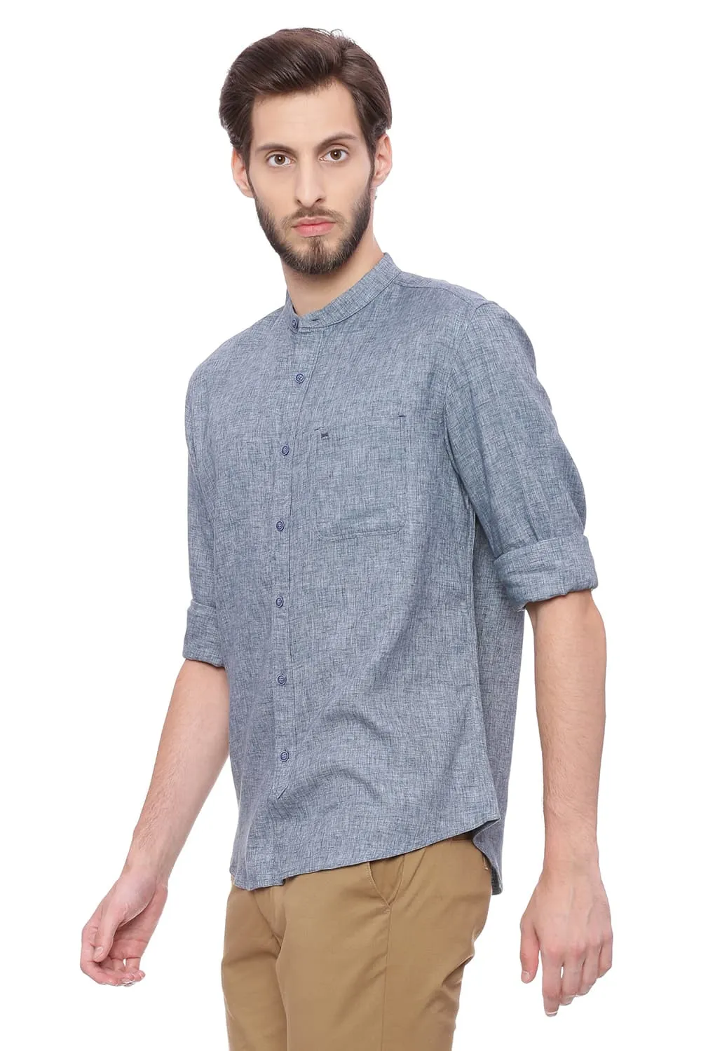 Slim Fit Twill Melange Shirt