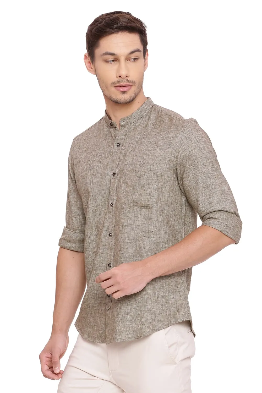 Slim Fit Twill Melange Shirt