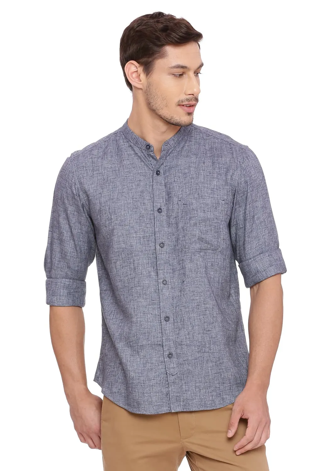 Slim Fit Twill Melange Shirt