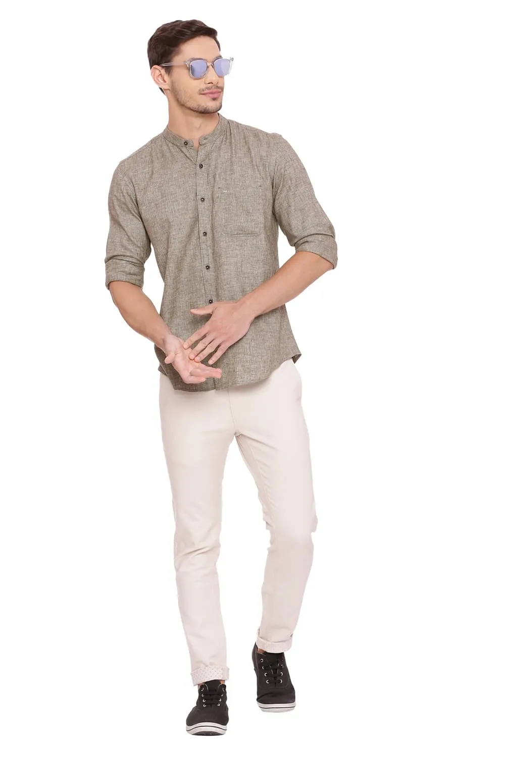 Slim Fit Twill Melange Shirt