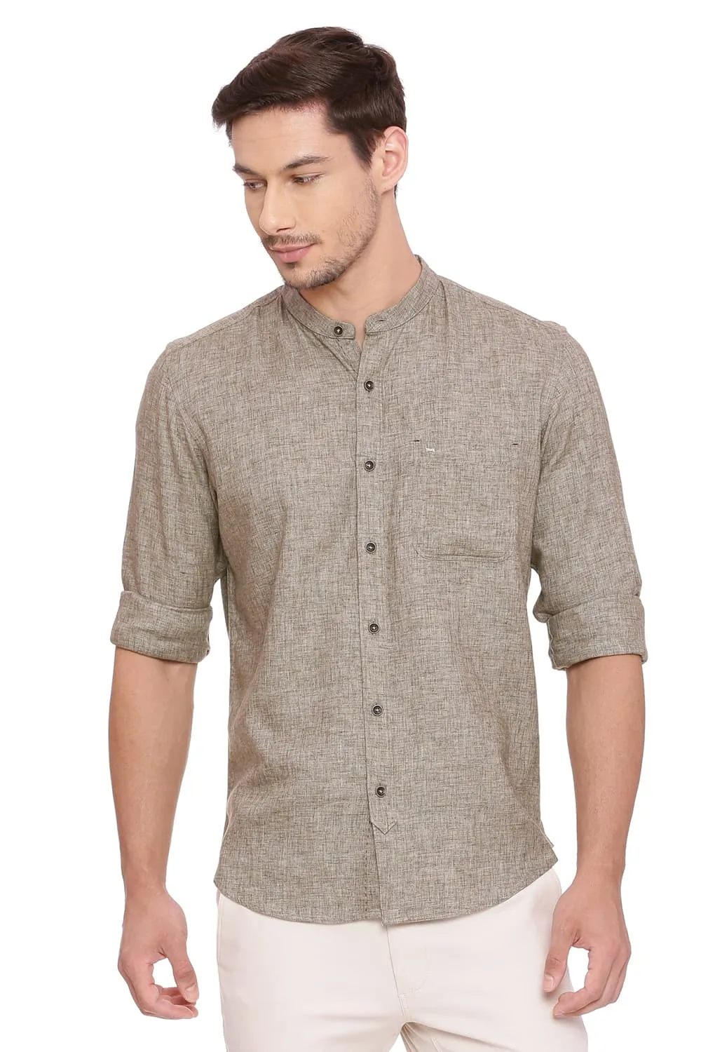 Slim Fit Twill Melange Shirt