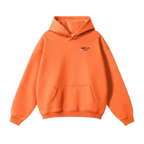 Soot and Ty Reflective Crane Blossom Print Relaxed Fit Orange Hoodie