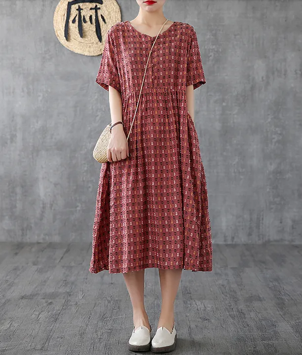 Striped Long Sleeve Summer Spring Cotton Linen Women Dresses DZA20692