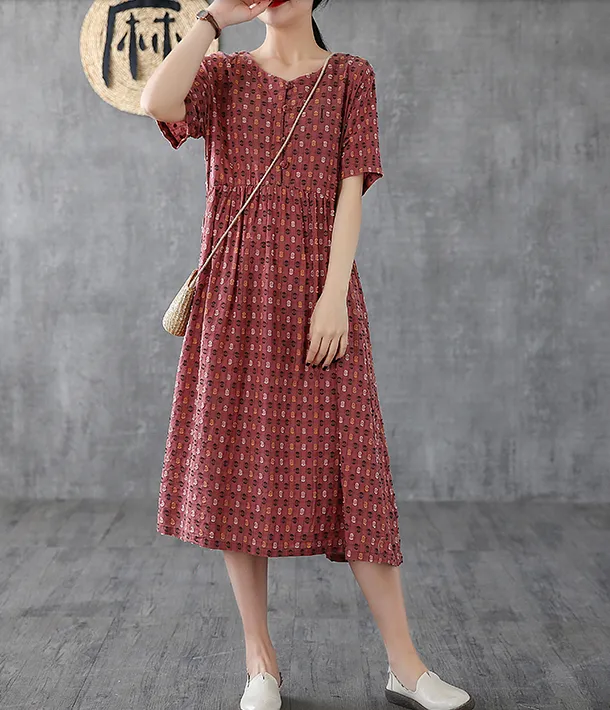 Striped Long Sleeve Summer Spring Cotton Linen Women Dresses DZA20692