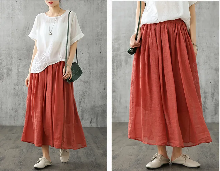 Summer Casual Cotton linen loose fitting Women's Skirts  DZA2005101