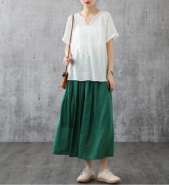 Summer Casual Cotton linen loose fitting Women's Skirts  DZA2005101