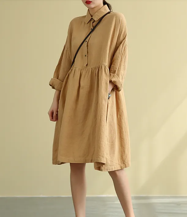 Summer  Spring Linen  Women loose Dresses DZA05222