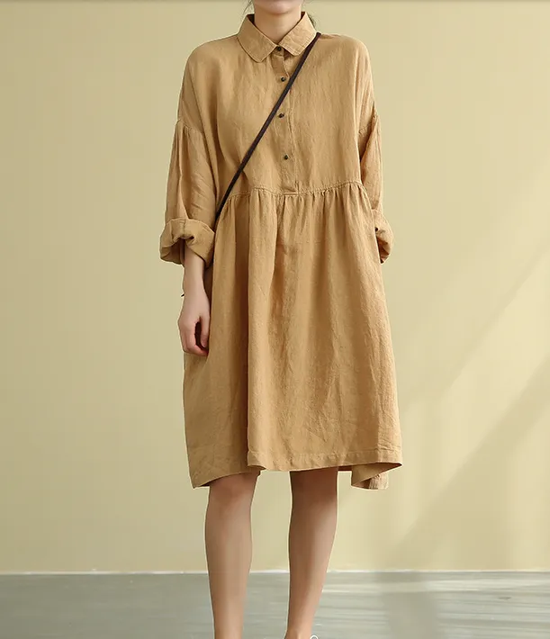 Summer  Spring Linen  Women loose Dresses DZA05222