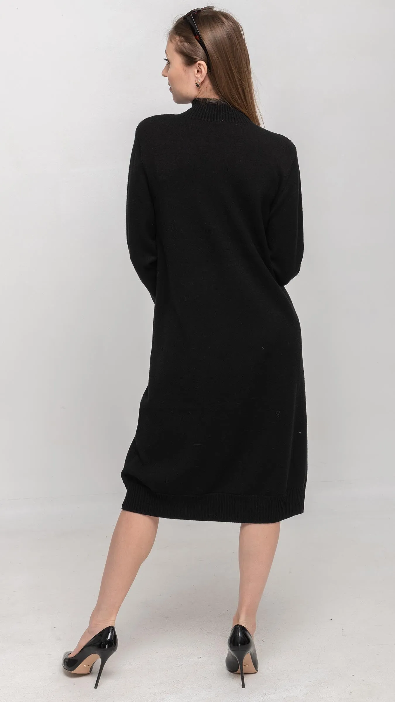 Sweater Dress with Sequin on Front in Black