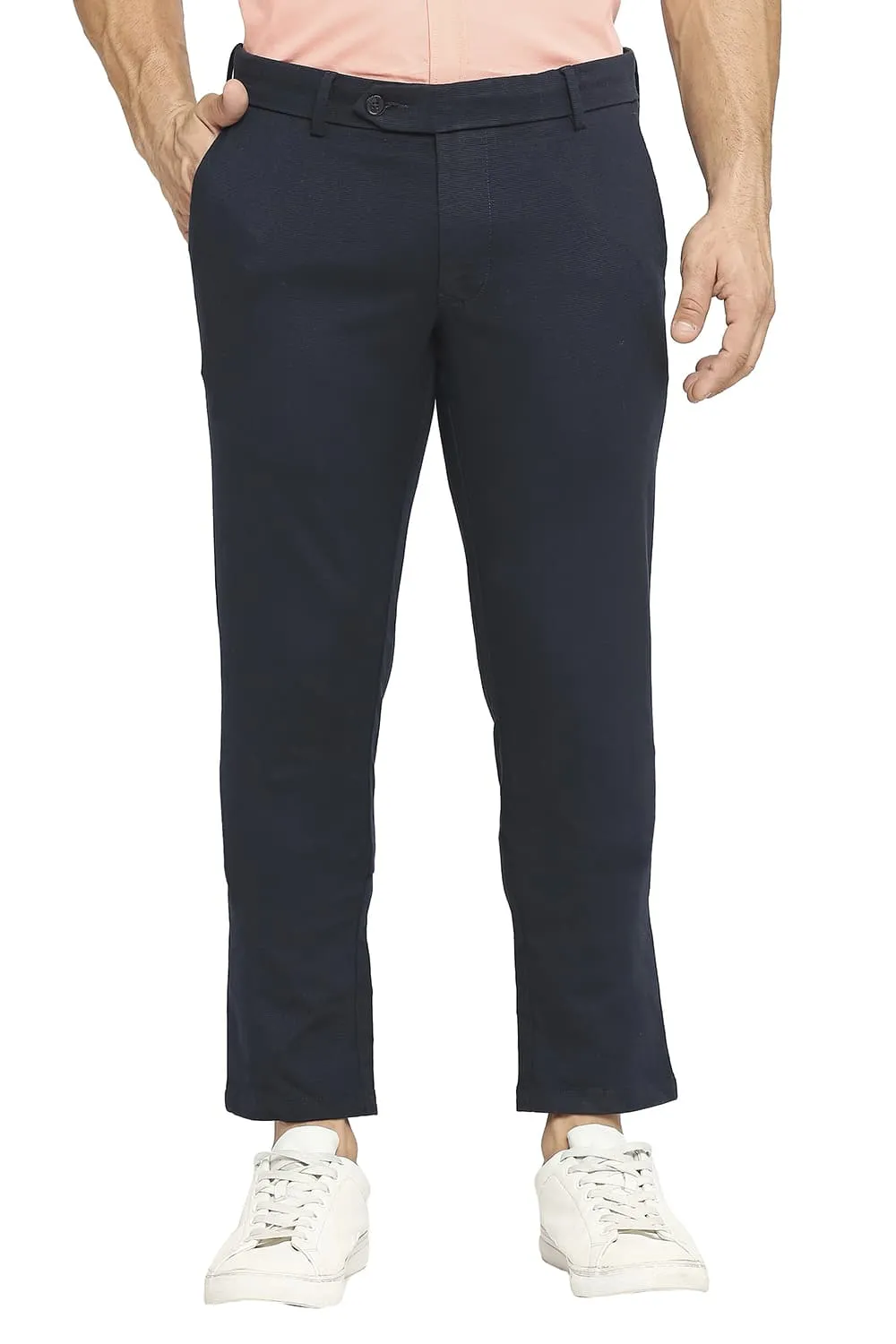 Tapered Fit Cotton Tencel Stretch Dobby Trousers