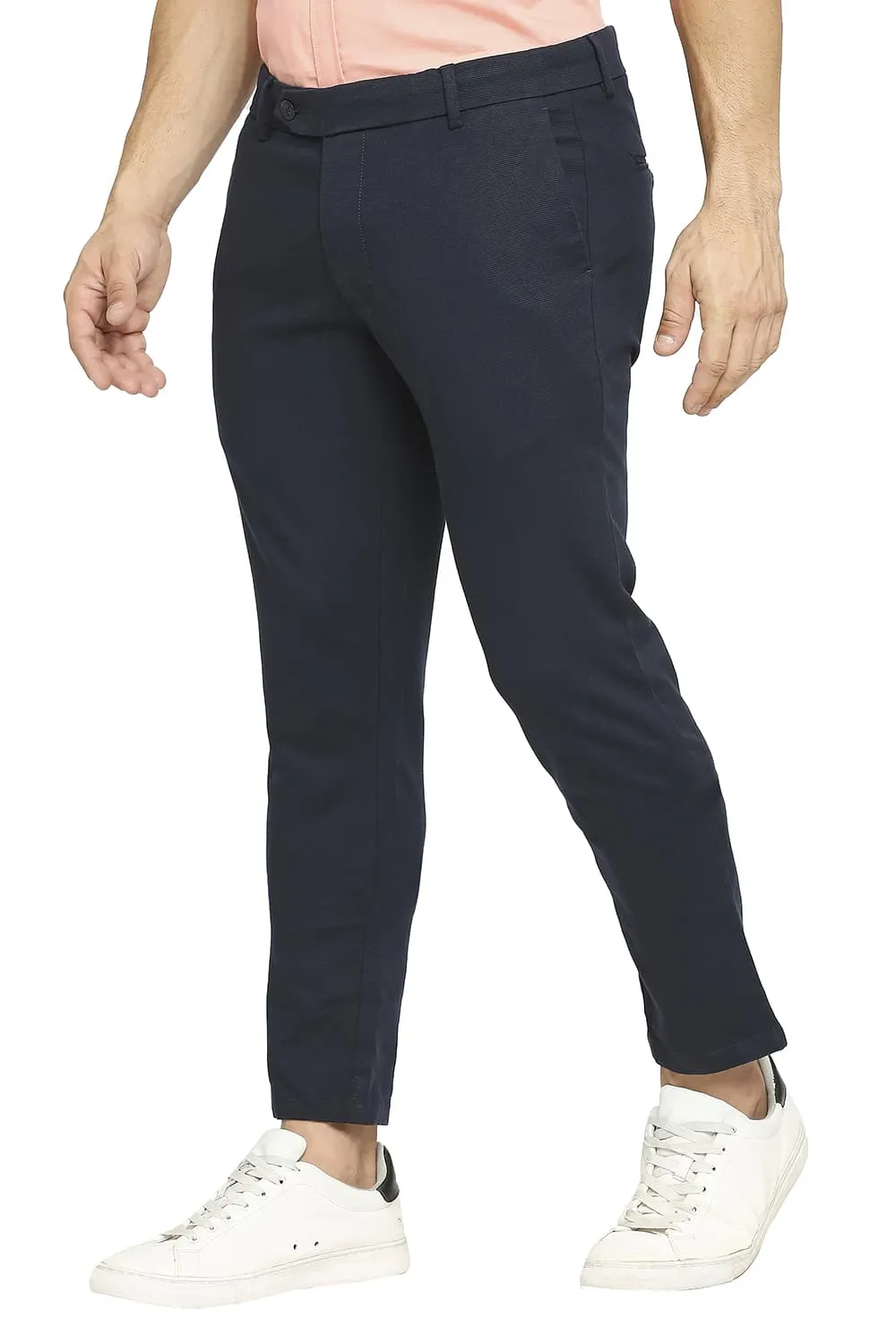 Tapered Fit Cotton Tencel Stretch Dobby Trousers