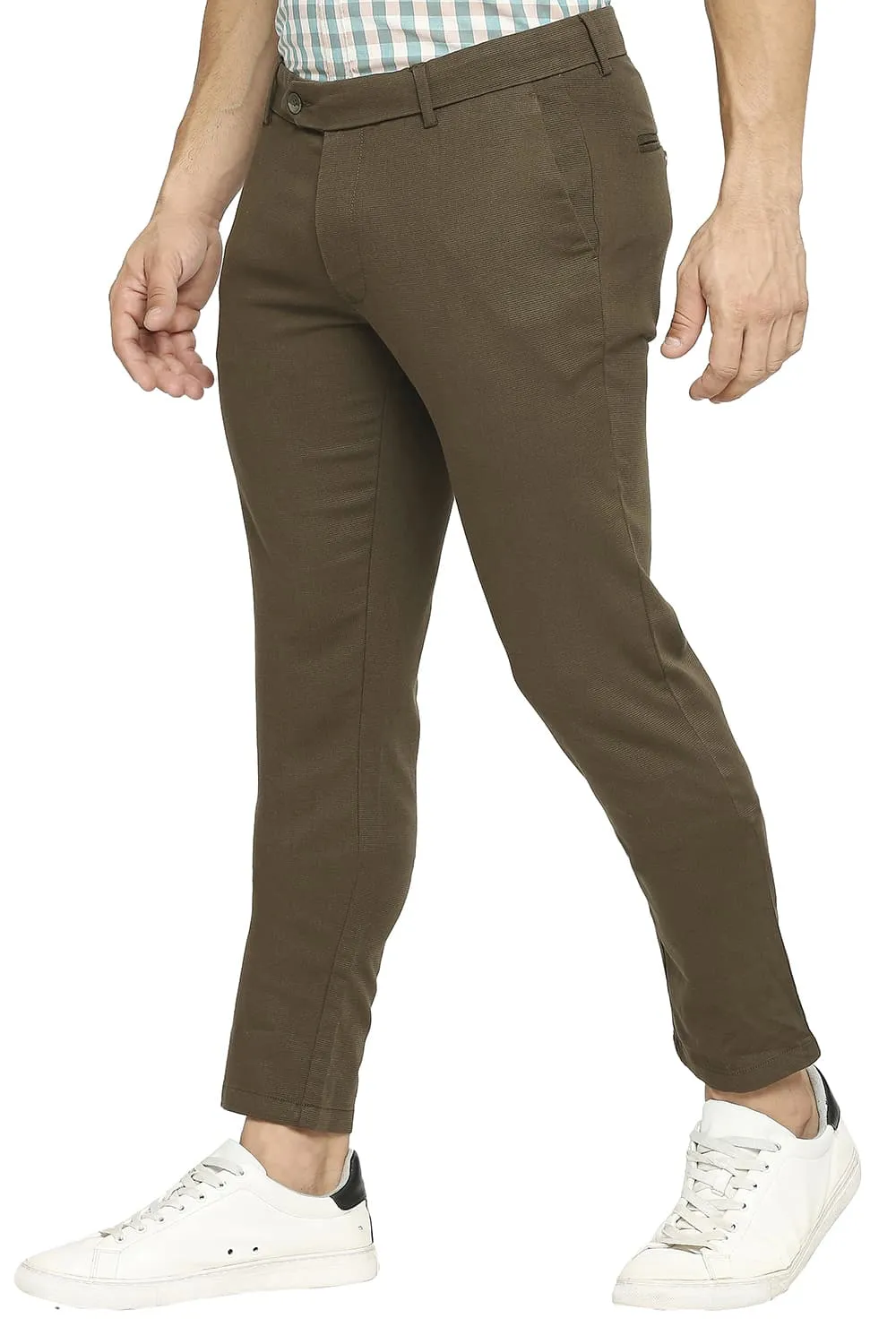 Tapered Fit Cotton Tencel Stretch Dobby Trousers