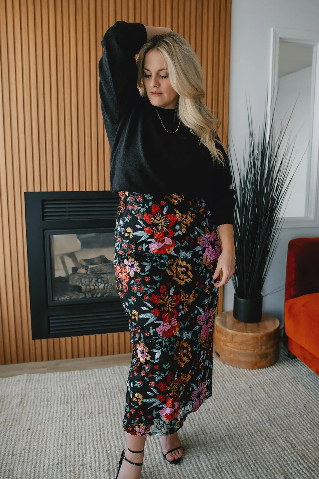 The Miriam Floral Sequin Midi Dress