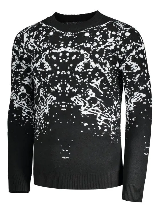 Trendy Patterned Crew Neck Sweater