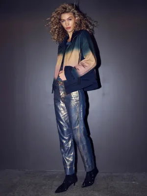 Vanea Tencel Metallic Trousers - Navy Mix