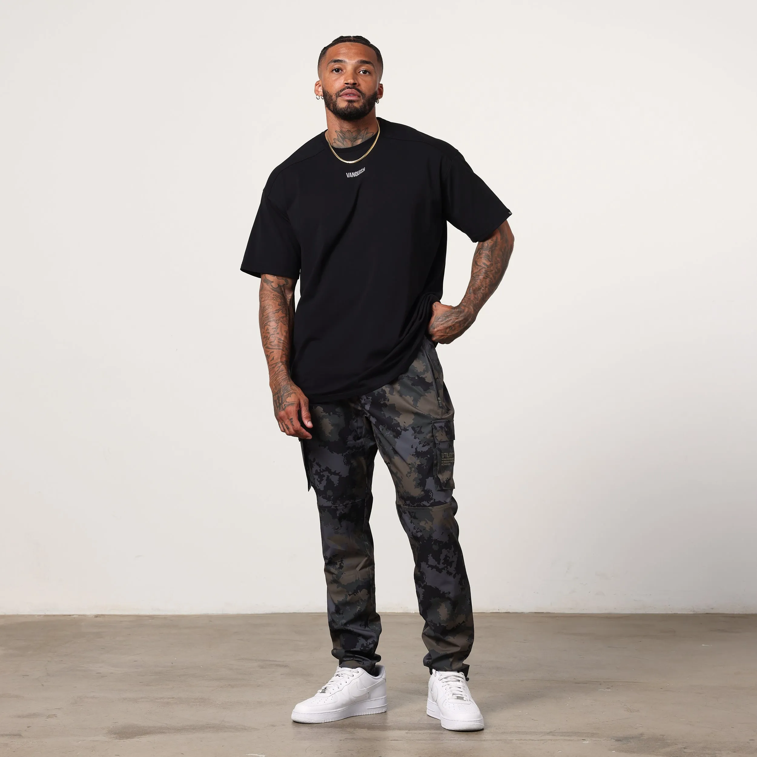 Vanquish Utility Brown Camo Tapered Cargo Pants