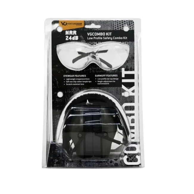 Venturegear Low Profile Combo Kit - Ear Muffs and Clear Safety Glass