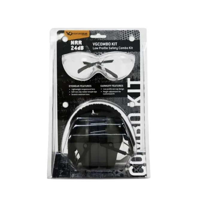 Venturegear Low Profile Combo Kit - Ear Muffs and Clear Safety Glass