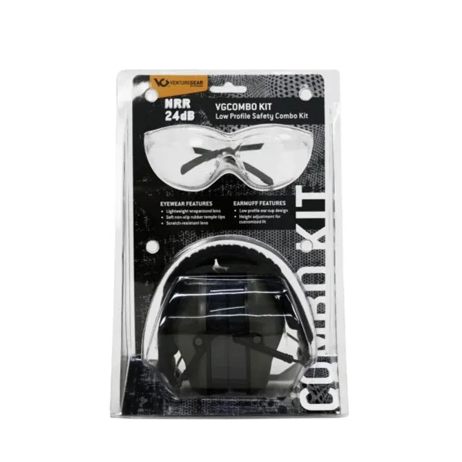 Venturegear Low Profile Combo Kit - Ear Muffs and Clear Safety Glass