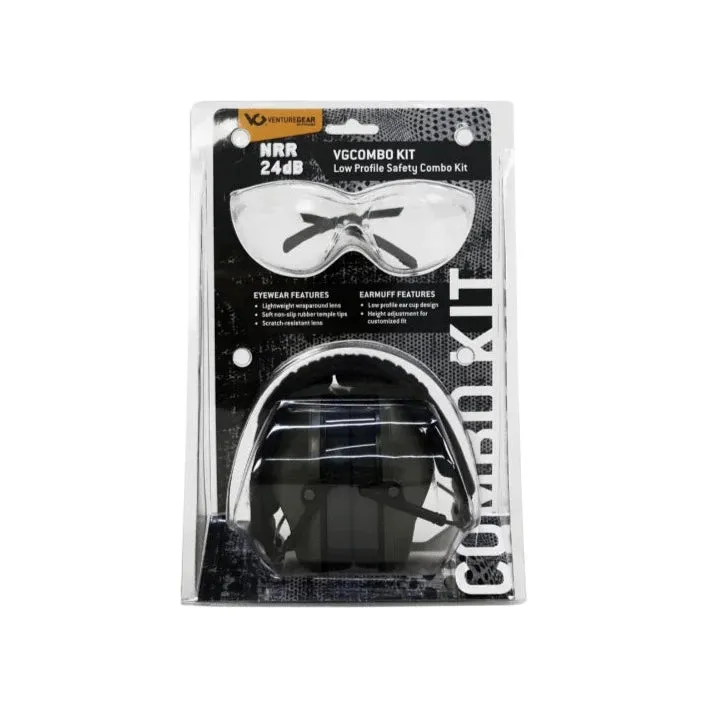 Venturegear Low Profile Combo Kit - Ear Muffs and Clear Safety Glass