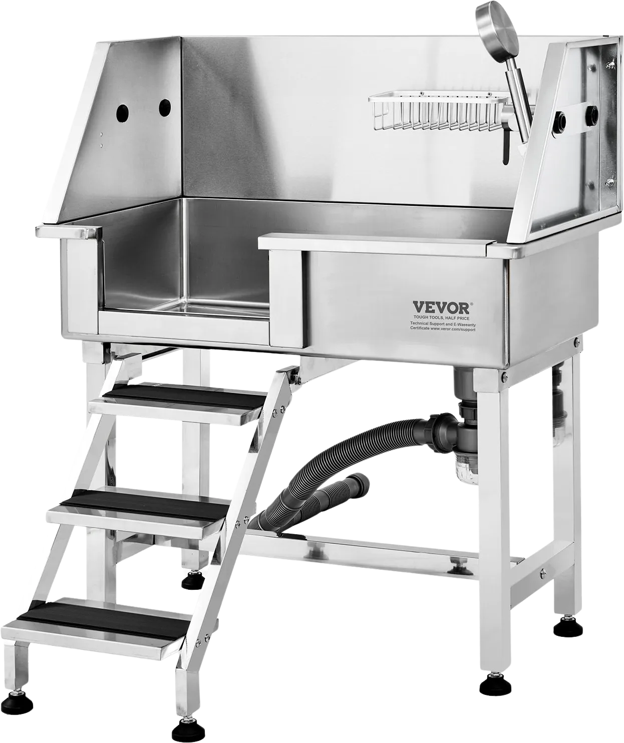 Vevor 34" Dog Grooming Tub Stainless Steel 220 Lbs. Capacity with Left Door and Stairs New