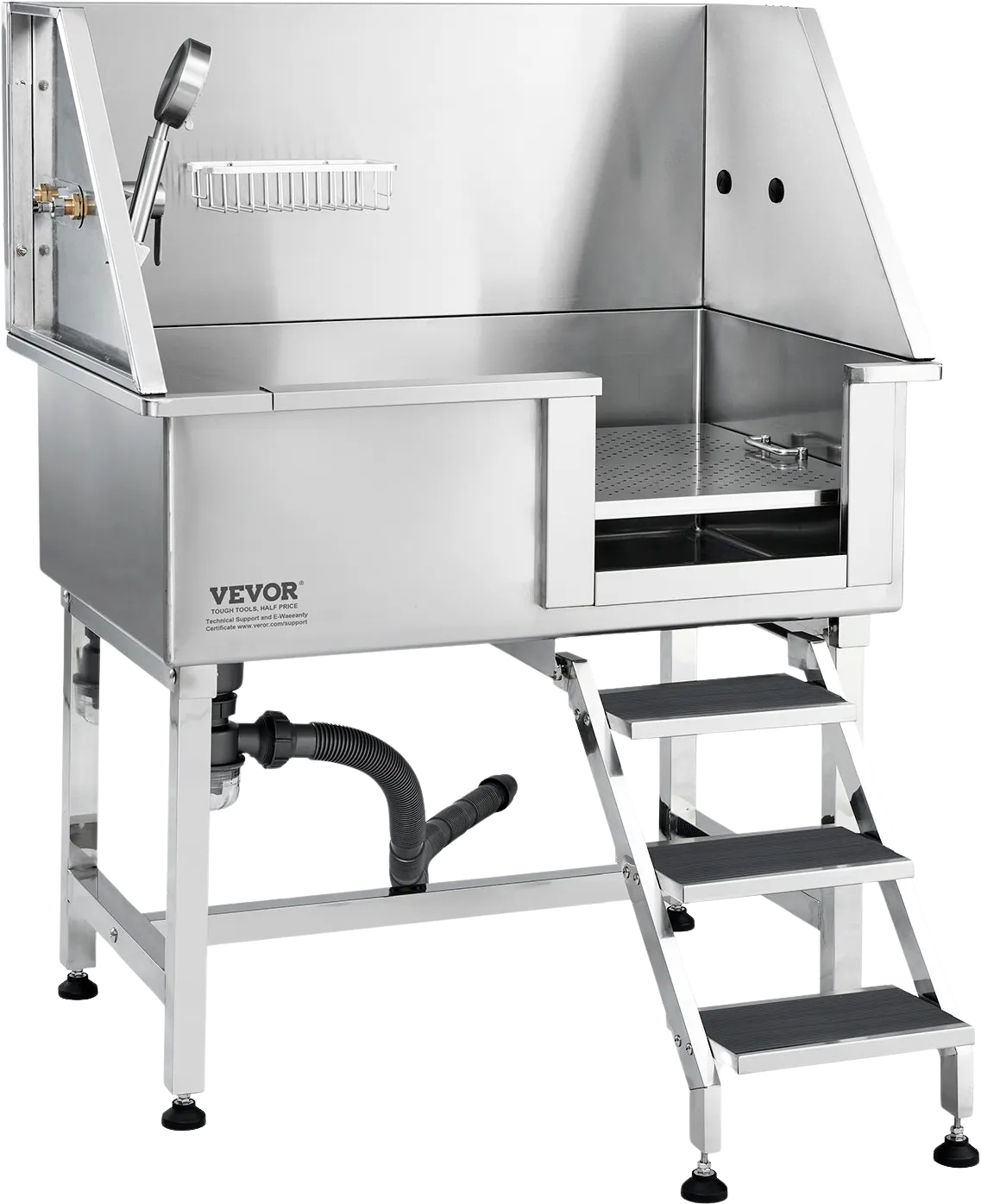 Vevor 38" Dog Grooming Tub Stainless Steel 220 Lbs. Capacity with Right Door and Stairs New